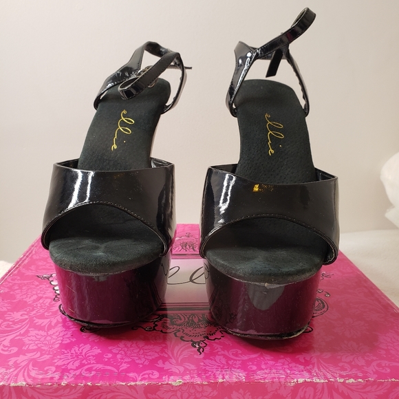SOLD ON M- Juliet Platform Dance Sandal Ellie Shoes, black 6" - Picture 3 of 12